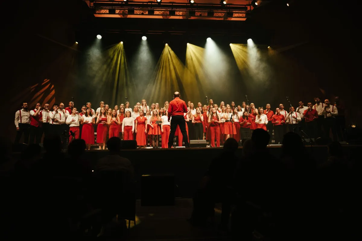 Choriosity: der ganze Chor auf der Bühne im Congress Centrum Ulm